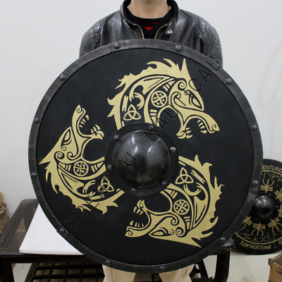 Medieval Shield Viking Wooden Shield Heavy Metal Fitted Decorative Designer Gift