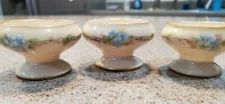 3 Belleek Lenox Porcelain Footed Open Salt Dip Cellars Floral Blue 1889-1906