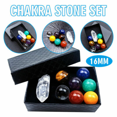 7pcs Chakra Stones Crystal Sphere Ball Reiki Healing Natural Gemstone with Box