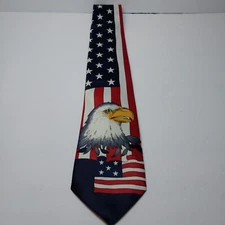 Vintage Rene Chagal Tie Patriotic USA Flag Bald Eagle