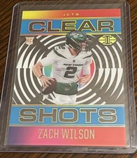 2021 Panini Illusions Clear Shots ZACH WILSON RC SP Jets Light Blue #'d /299