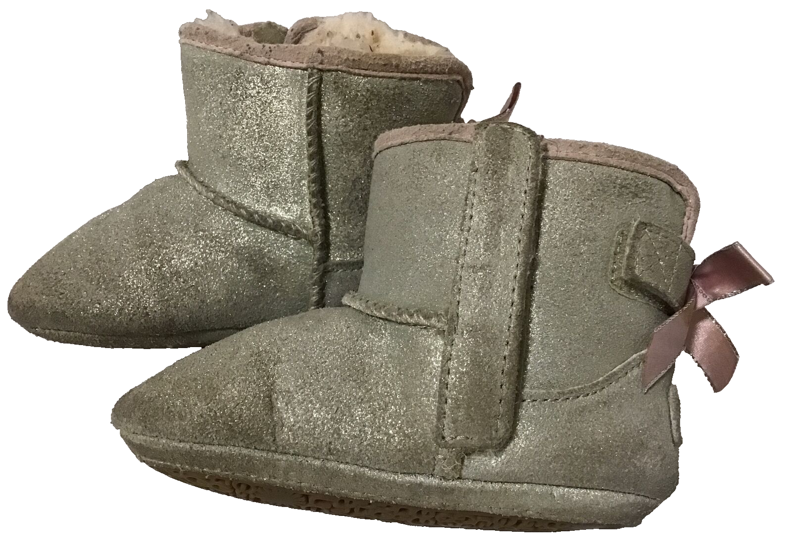 UGG Sparkling Bow Baby Ankle Bootie 1019630 Size 4/5 Infant Crib Shoes