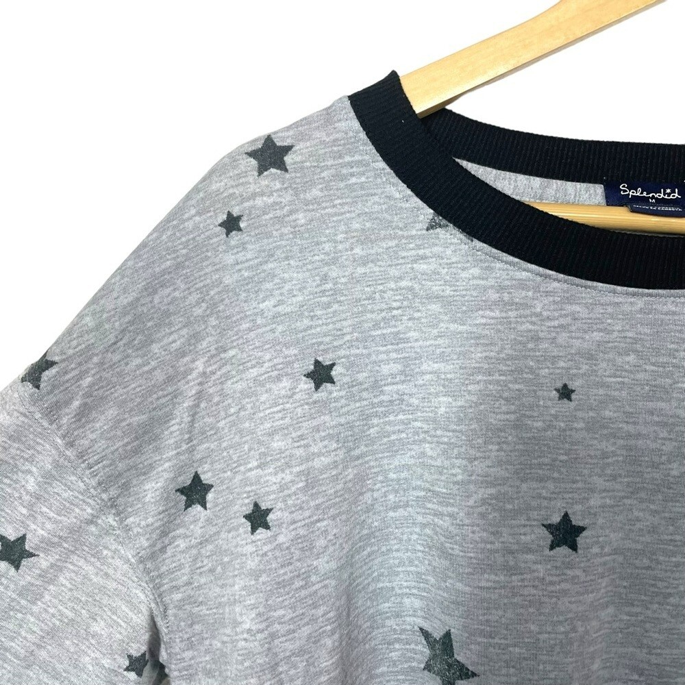 Splendid Heathered Star Pattern Ringer Crewneck i… - image 7