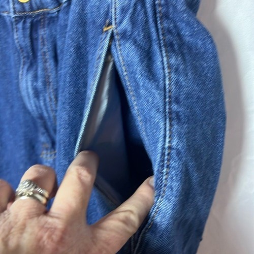 Lindo vaquero Zara azul bolsa de papel cintura recortada holgada pierna talla 12 informal boho denim - Imagen 3 de 13