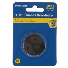 PlumbCraft 7517700T 1/2" Flat Faucet Washers, 6-Pack