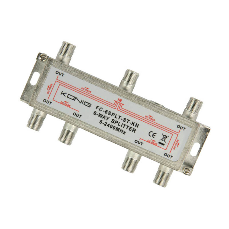 Répartiteur satellite Konig FC-6SPLT-ST-KN avec 6 sorties fiches F