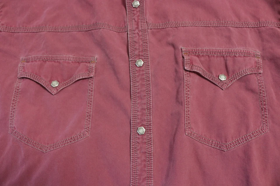 Camisa Polo Ryan Michael Abotonada Perla A Presión Para Hombre Extra Grande Longitud Corta Roja Foto 3 de 4