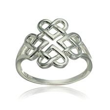 Sterling Silver High Polished Cletic Love Knot Ring, Size 9