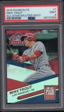 2015 PANINI ELITE ALL-STAR SALUTES 1 MIKE TROUT RARE GOLD SP/25 POP 1 NO^ PSA 9