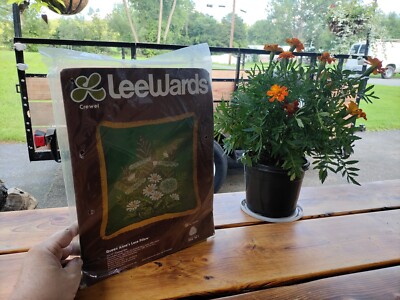 Queen Annes Lace Crewel Pillow Kit LeeWards Floral Wild Botanic Multi Color