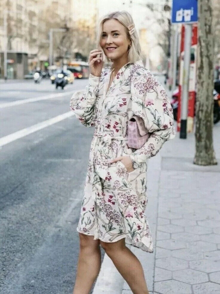 johanna ortiz linen shirt dress Linen Shirt Dress Johanna Ortiz H&M Belted Orchid Floral Runs Big Measurements