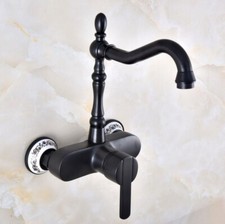 Black Oil Rubbed Brass Kitchen Faucet Bathroom Sink Mixer Tap Wall Mount snf841