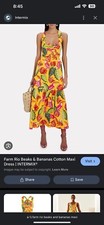 Farm Rio | Beaks & Bananas Yellow Tropical Printed Maxi Dress Bow Detail S
