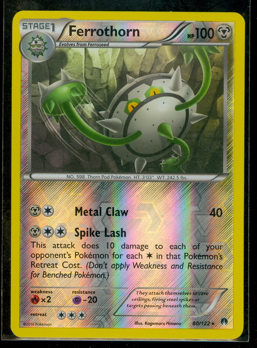 Pokemon FERROTHORN 80/122 - XY BREAKpoint - RARE Rev Holo - MINT