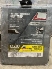 Silver/Black Heavy Duty Tarp 8 ft. W x 10 ft. L 10 Mil Thickness 7129562