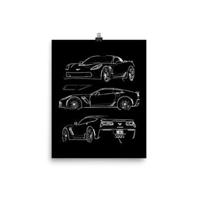 JG Infinite Sports Car 'Vette C5 Custom Outline Art Hoodie - Unisex, Black, Automotive Enthusiast Gift - View #8