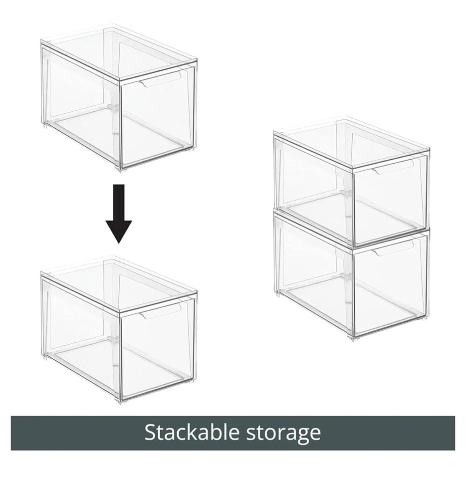 Plastic Stackable Bathroom Storage with Pull Out Bin 2 Pack - Clear (781) - Image 4 of 4