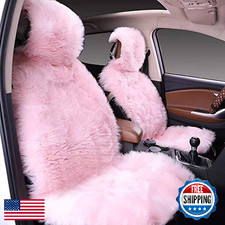 Maples 1 PC Fluffy Fuzzy Faux Sheepskin Wool Fur Car Seat Cover for Auto SUV Tru
