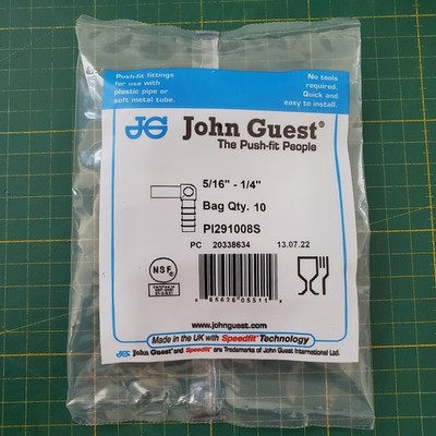 10 Stk John Guest PI291008S Winkel Reduzierung 5/16'' - 1/4'' Speedfit 1 Stk/3,45 