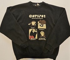 Vintage 90s Warner Bros Taz Tasmanian Devil Crewneck Black Sweatshirt Size XL