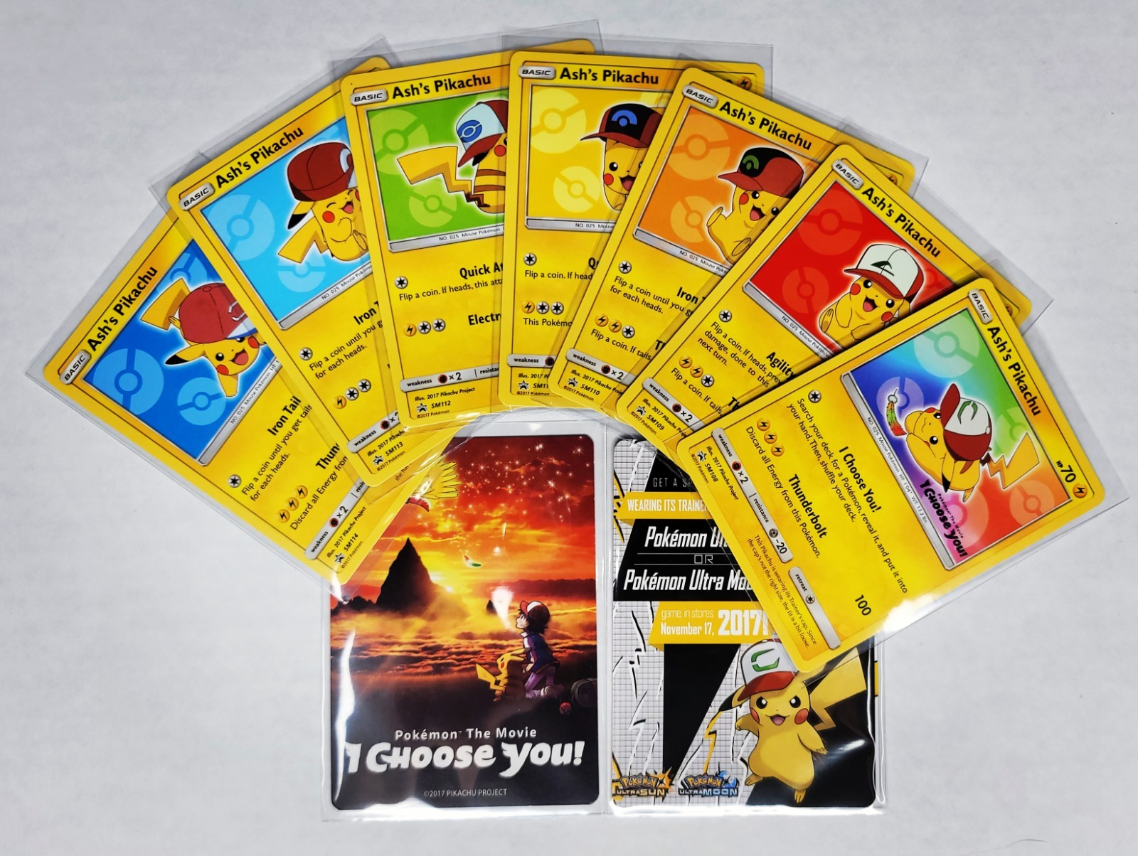 Ash’s Pikachu I Choose You Movie Promo - Set Of 7 SM108-114 Pokémon TCG - NM