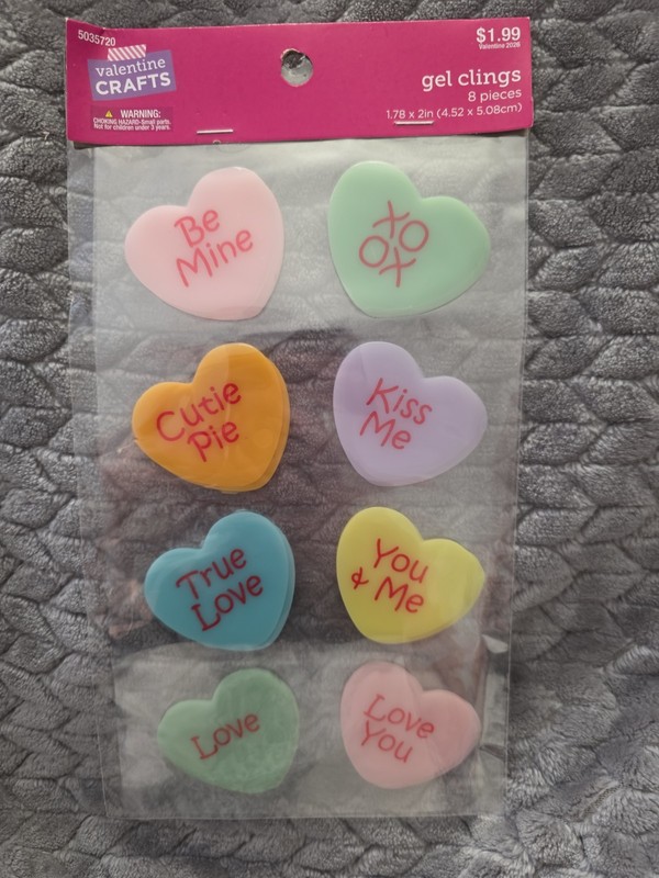 Valentine Crafts Gel Clings 8 Count Valentines Day Crafts New In Package