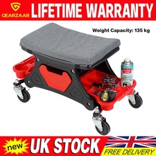 Rolling Mechanic Stool, 135kg Capacity Workshop Stool, Black GEARZAAR