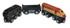 3 magnetic wooden Thomas & Friends compatible train - engine coal car & flat bed