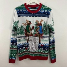 Blizzard Bay Moose Drinking Christmas Sweater Men's Size S