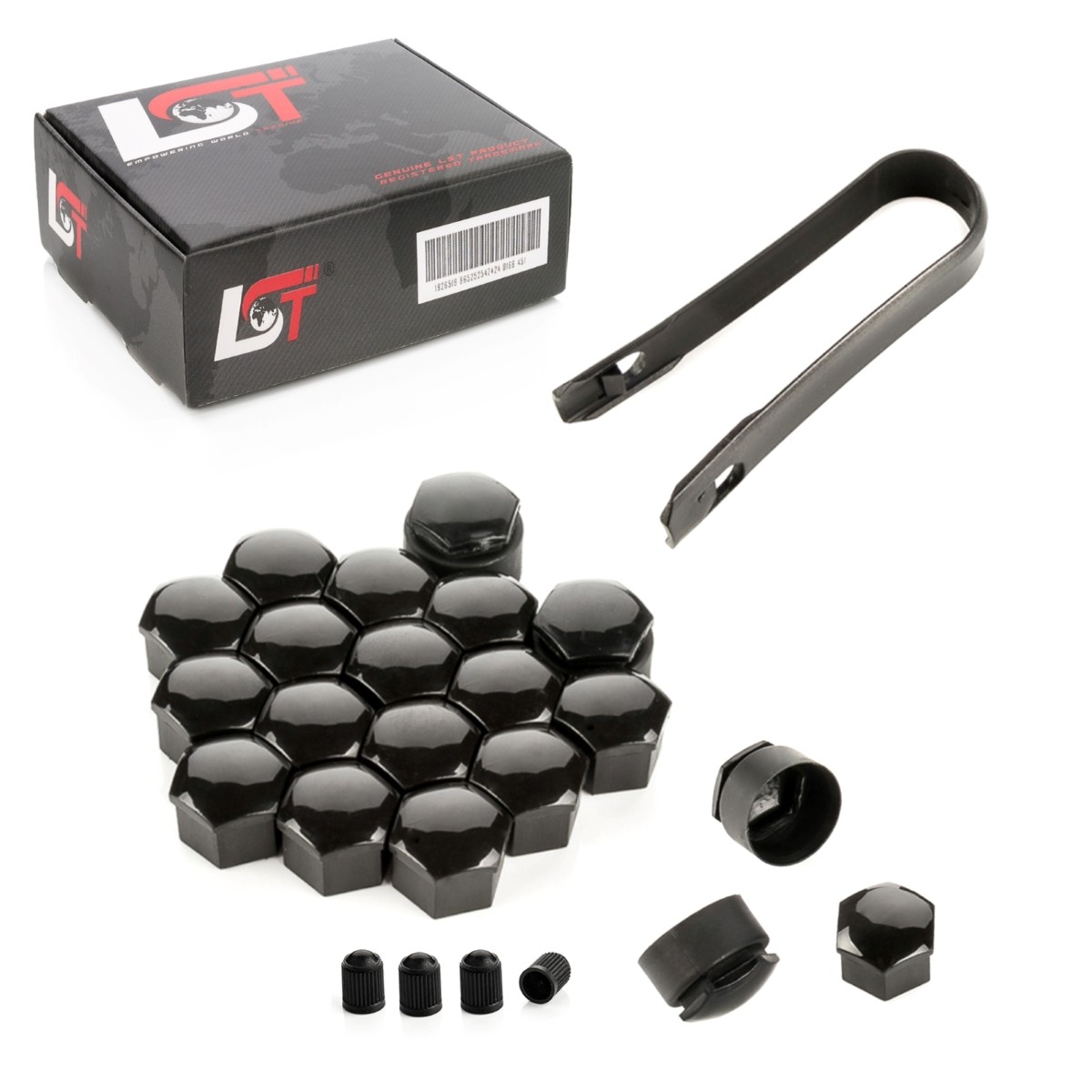20X Wheel Nut Caps 17 Mm Theft Resistant Glossy Black For CHRYSLER