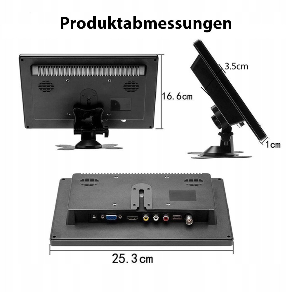 Schermo display 10,1 pollici HD CCTV monitor auto PC HDMI/VGA/BNC/AV ingresso NUOVO foto 5