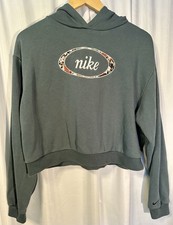 Nike Cropped Hoodie Sweatshirt Embroidered Logo Womens Athletic Loungewear M