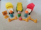 Vintage Fisher-Price Little People Construction Crew, 3Vehicles And Safety Cones