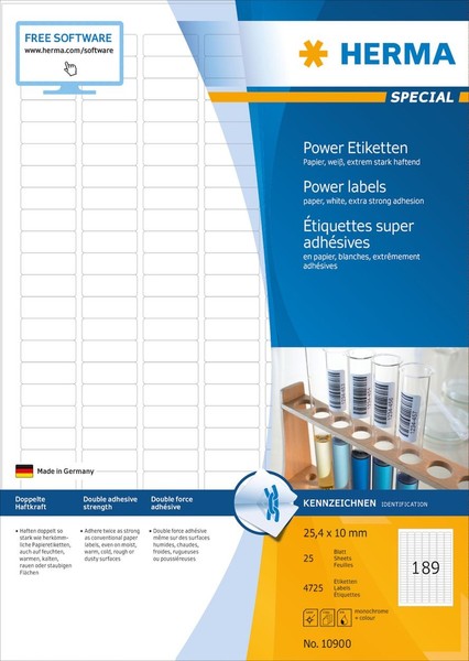 Herma Special Power-Etiketten A4, 25,4 X 10 Mm, Weiß, Extrem Stark Haftend, Aus-image