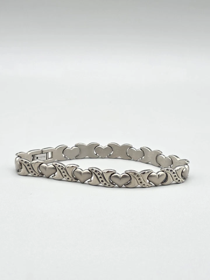 Pulsera Max-Jewelry Para Hombre Titanio Sólido XOXO Abrazos Besos Eslabón Exc. Estado Foto 4 de 4