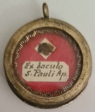 ANTIKE RELIQUIENKAPSEL RELIQUIE S. PAULUS APOSTEL KLOSTERARBEIT THECA 19.JH