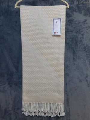 Texteis Penedo Waffle Throw Blanket Beige 50x70 Cotton Acrylic Fringe Portugal