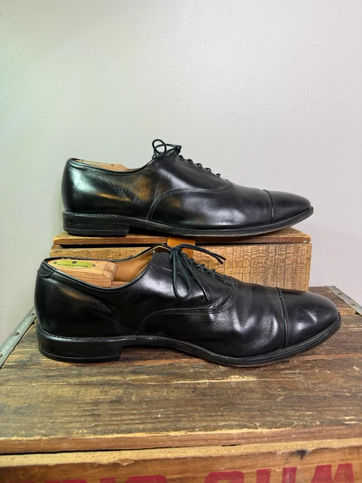 Allen Edmonds Park Avenue 11D Negro Puntera Oxford Vestido Zapato-Suelas Reemplazadas Foto 3 de 4