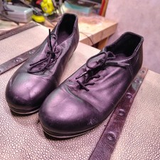 Capezio Black Leather Lace Up Tap Dance Shoes Metal Toe Heel Taps Size