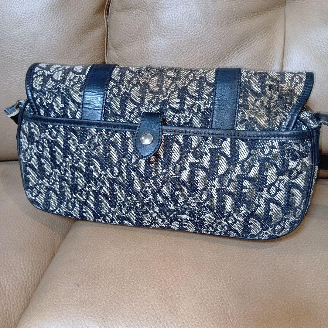 Christian Dior Shoulder Bag Canvas Leather Navy Beige From Japan Authentic thumbnail 10