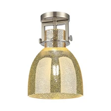 Innovations Newton Bell 1Lt 8" Flush, Satin Nickel/Mercury - 411-1F-SN-G412-8ME