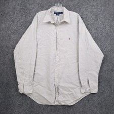 Ralph Lauren Yarmouth Dress Shirt Mens 17.5 White Long Sleeve Plaid Button Down