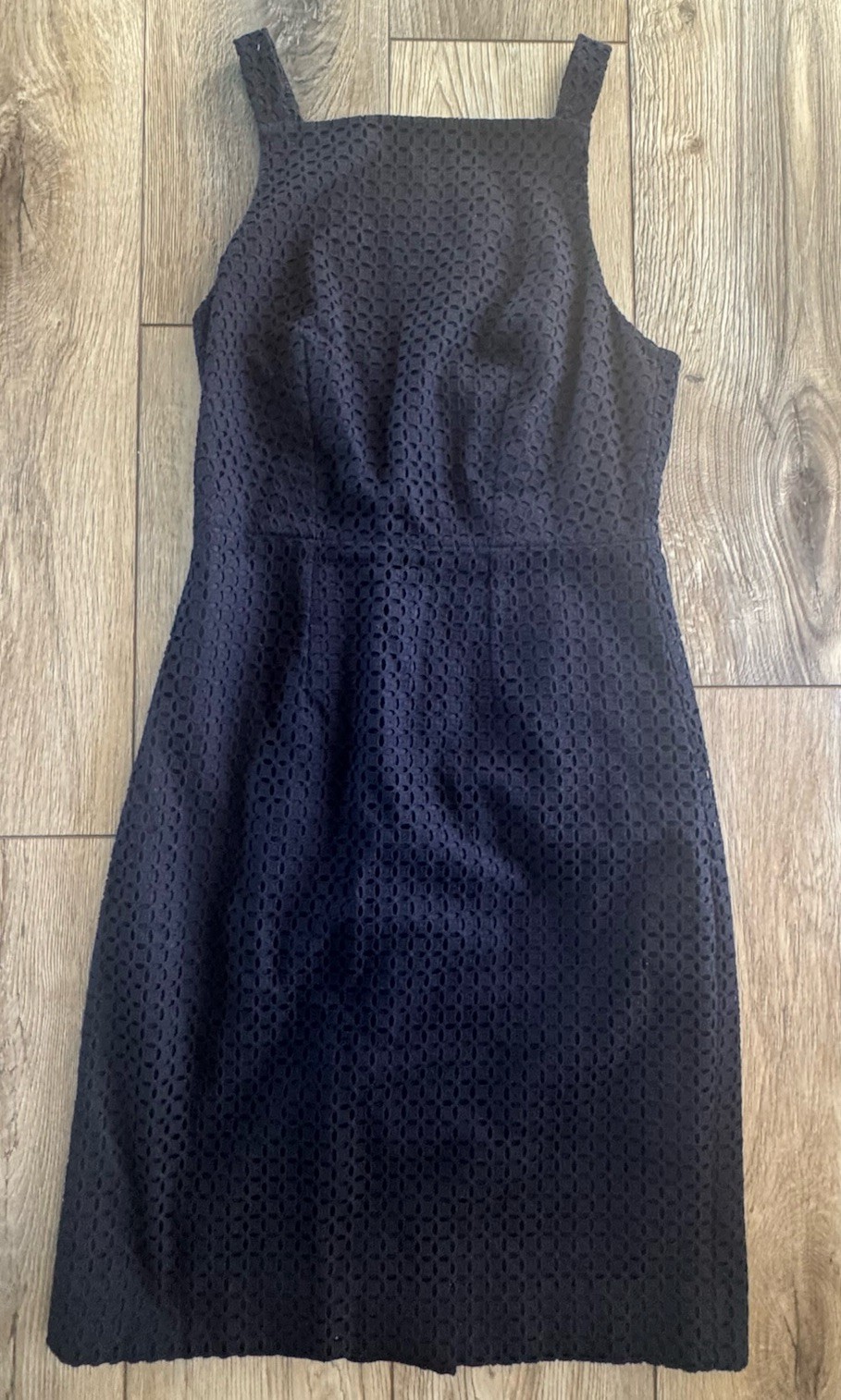 J.CREW Navy Solid Sheath Dress Square Neck Lined Knee Length Sleeveless Size 00