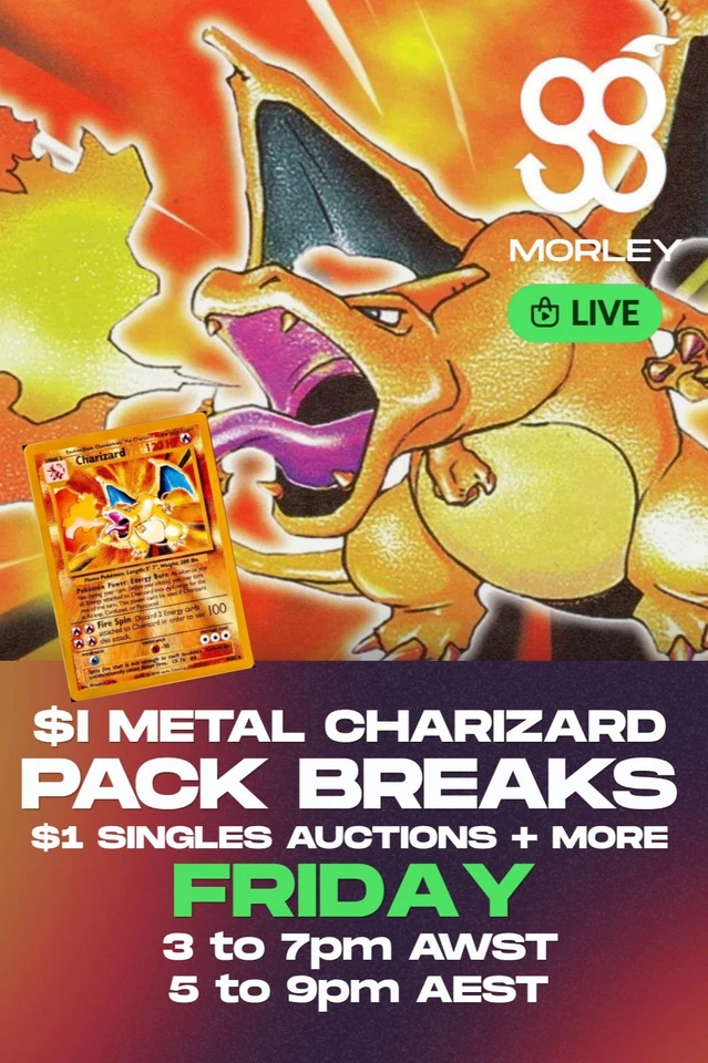 $1 Metal Base Set Charizard + $1 Singles Auctions & Pack Breaks