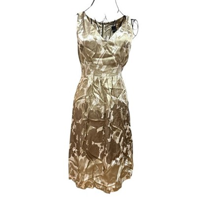 mac & jac 100% Silk Metallic Green Empire Waist Dress size 6