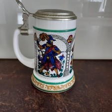 Sammler Vintage Bierkrug mit Zinndeckel Wie neu