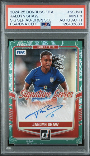 PSA 9 Jaedyn Shaw 2024-25 Donruss FIFA Signature Series Dragon Scale /10 Auto