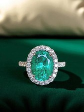 Art Deco 4.20 Ct Natural Emerald Vintage Engagement Ring 925 Sterling Silver