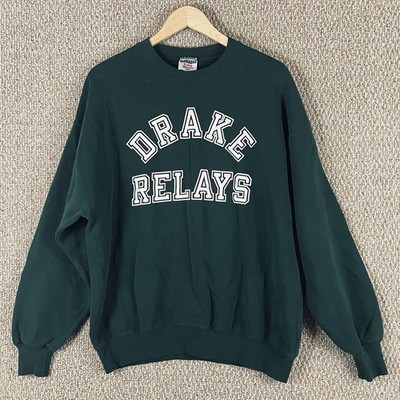 Vintage 90s Drake University Sweatshirt Mens Size XL Green Bulldogs Relays 92