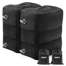 HOMCA Inflatable Travel Foot Rest Pillow for Airplane 2-Pack Black 2 Packs